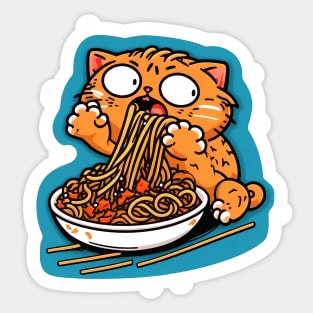 Cat eating spaghetti meme Sticker